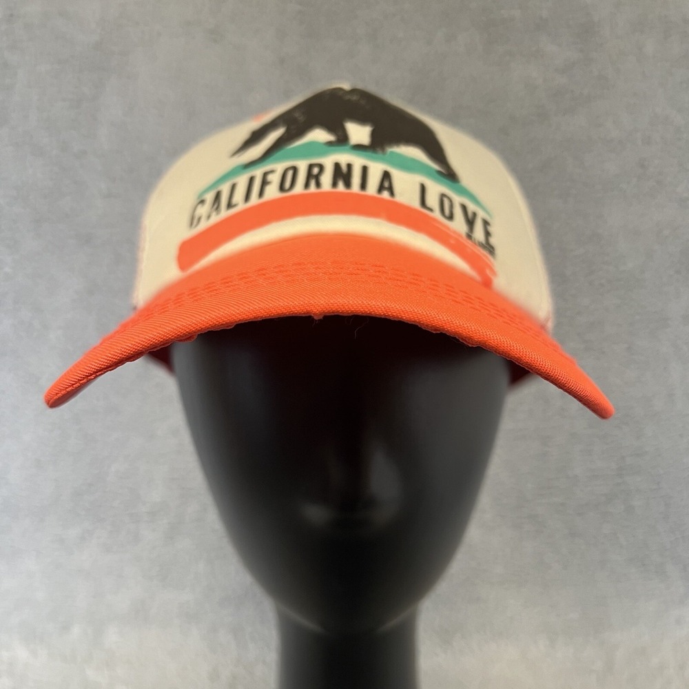 Billabong California Love Bear Orange Trucker Mesh Snapback Hat Cap Adjustable